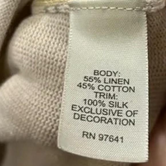 J. Jill Tan & Multi-Colored Floral Linen Blend Button Up 3/4 Sleeve Card… - Picture 4 of 10